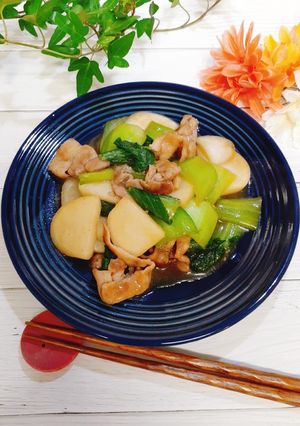 かぶと豚バラとチンゲン菜のオイスター炒め-レシピのメイン写真