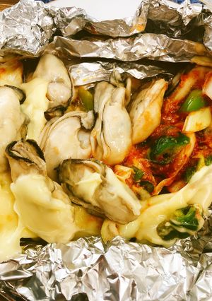 牡蠣たっぷりチーズキムチ蒸し-レシピのメイン写真