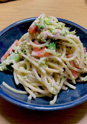 ツナとゆで野菜の簡単サラスパ-レシピのメイン写真