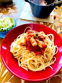 簡単シーフードでご馳走トマトソースパスタ-レシピのメイン写真