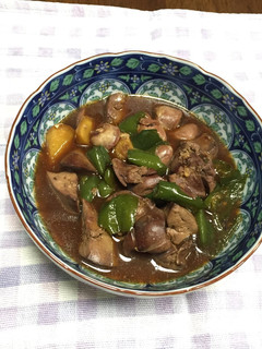 鶏レバーとピーマンの煮込み-糖質オフ可--レシピのメイン写真