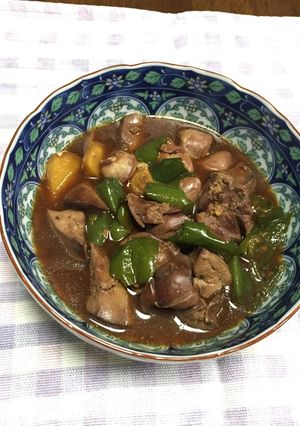 鶏レバーとピーマンの煮込み-糖質オフ可--レシピのメイン写真