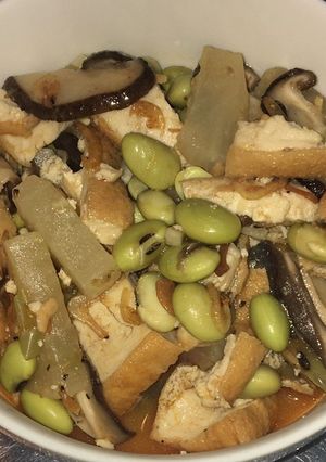 厚揚げと大根と青大豆のピリ辛海老醤煮-レシピのメイン写真