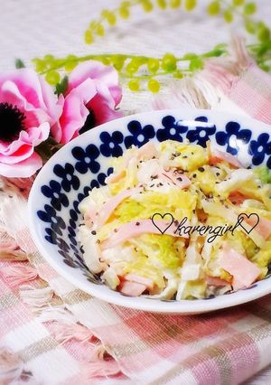 コクうま♡白菜&ハムのチーズマヨサラダ♡-レシピのメイン写真