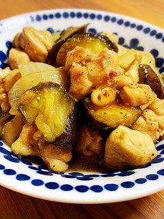 鶏もも肉とナスの味噌炒め-レシピのメイン写真