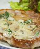 豚肉ステーキ♪マッシュルームクリーム大葉