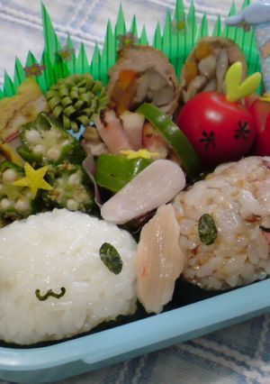 俵おにぎりでシナモン＆モカ♪　キャラ弁☆-レシピのメイン写真