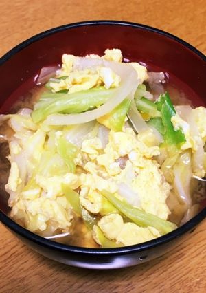キャベツと卵の味噌汁-レシピのメイン写真