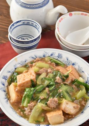 チンゲン菜と厚揚げ豆腐のそぼろあん-レシピのメイン写真
