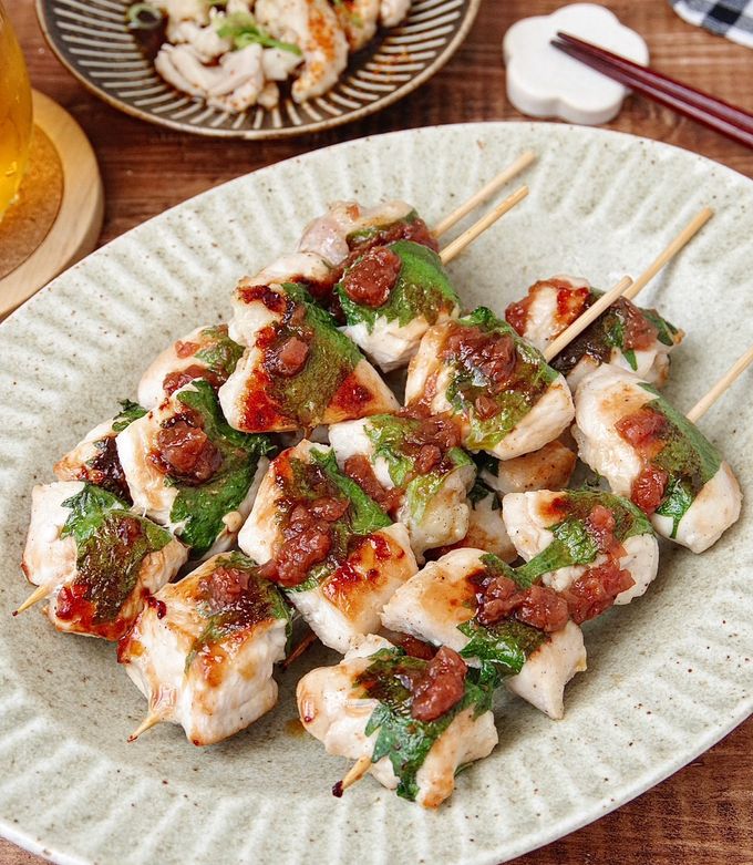 ☆簡単☆旨だし鶏むね肉の梅しそ串焼き-レシピのメイン写真