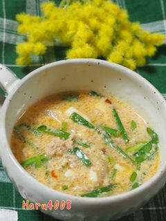 簡単豆乳味噌ピリ辛スープ-レシピのメイン写真