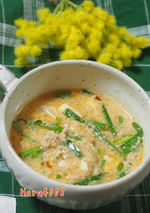 簡単豆乳味噌ピリ辛スープ-レシピのメイン写真