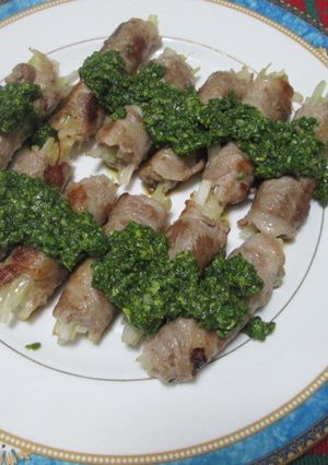 セロリソースでいただく豚肉のセロリ巻き-レシピのメイン写真