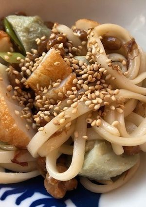 納豆とさつま揚げの焼うどん-レシピのメイン写真