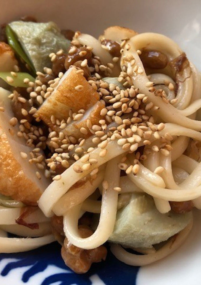 納豆とさつま揚げの焼うどん-レシピのメイン写真