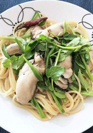 桃浦かきと仙台セリのパスタ-レシピのメイン写真