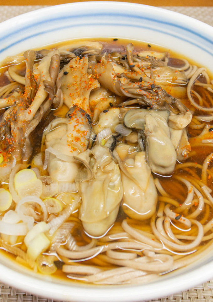 牡蠣と舞茸の蕎麦-レシピのメイン写真