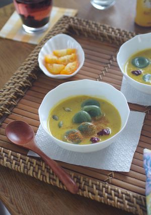 よもぎ白玉のかぼちゃココナッツ汁粉-レシピのメイン写真