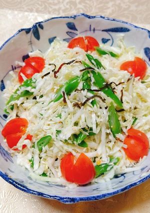 キャベツといんげんの塩昆布あえ-レシピのメイン写真