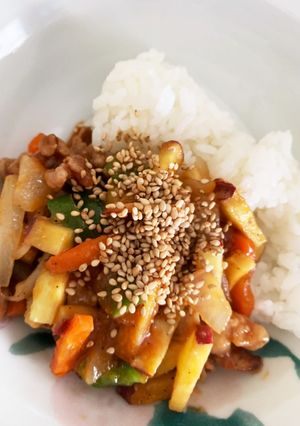 レンジでルーいらず豚こま根菜ハヤシライス-レシピのメイン写真