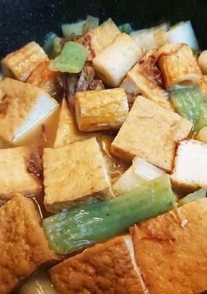 厚揚げとこんにゃくと長ねぎの煮しめ-レシピのメイン写真
