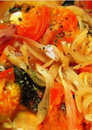 鮭で簡単✿トマトバジルの蒸し煮✿-レシピのメイン写真