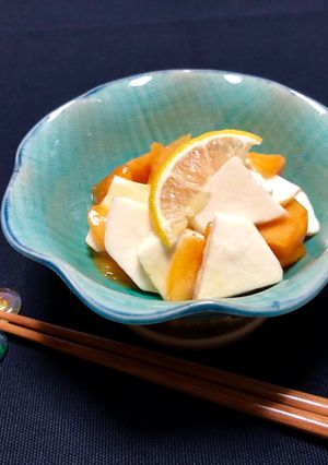 長芋と柿の酢の物＊わさびを添えて-レシピのメイン写真
