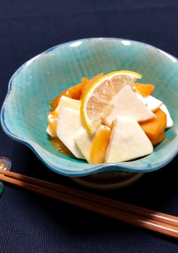 長芋と柿の酢の物＊わさびを添えて-レシピのメイン写真