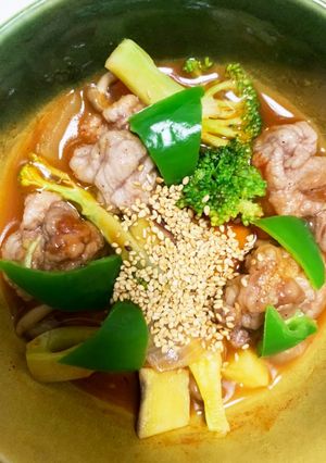 全てレンジ豚こま団子根菜タコライス蒸し煮-レシピのメイン写真