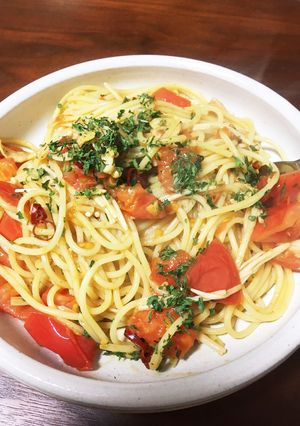市販のソースでトマトペペロンチーノ-レシピのメイン写真