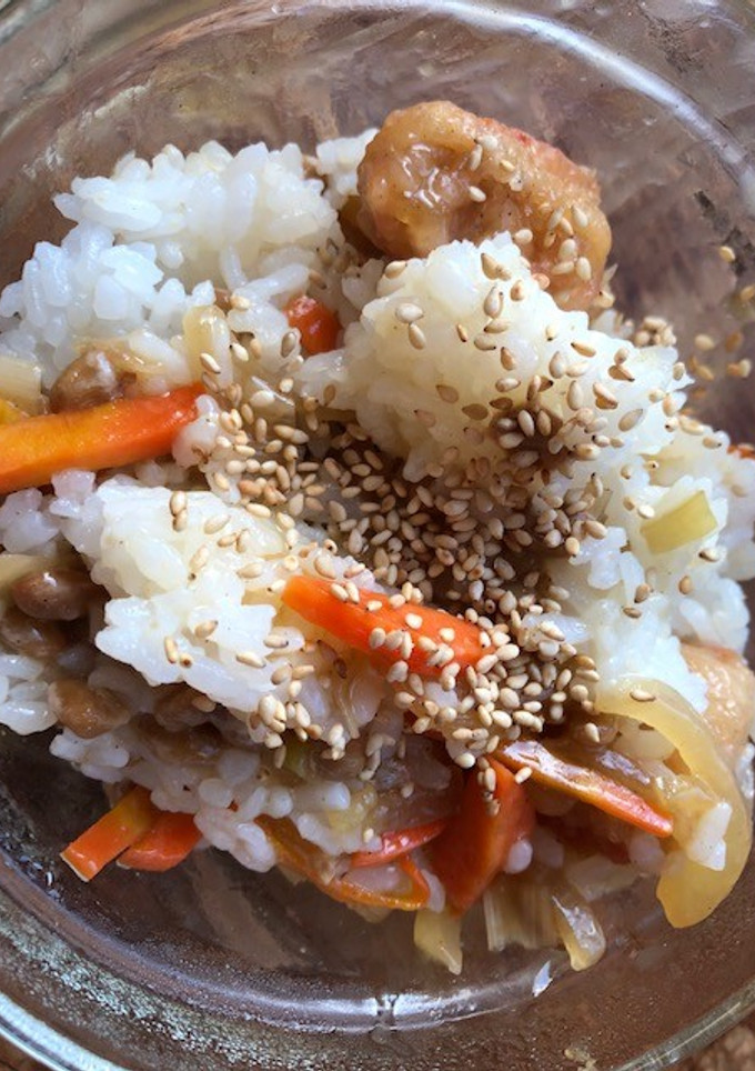 納豆と鶏の南蛮漬けのご飯-レシピのメイン写真