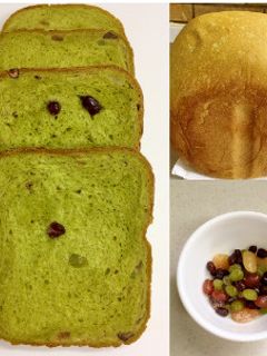 甘納豆入り♡抹茶ミルク食パン HB-レシピのメイン写真