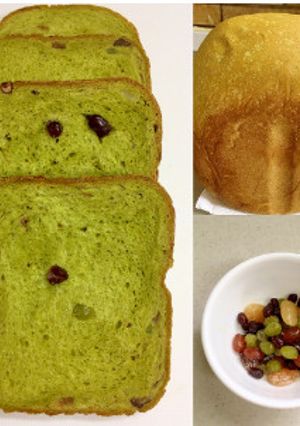甘納豆入り♡抹茶ミルク食パン HB-レシピのメイン写真