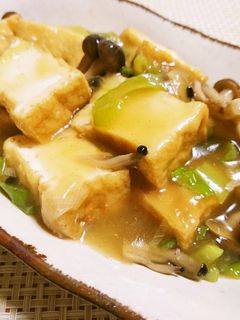 焼いた厚揚げに♫しめじと長葱の和風餡かけ-レシピのメイン写真