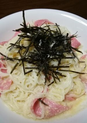 そーめんで全卵カルボです。-レシピのメイン写真