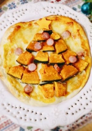クリスマスに☆簡単パンプキンツリーピザ-レシピのメイン写真