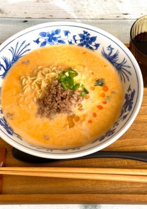 豆乳でマイルド☆肉そぼろ入り辛ラーメン-レシピのメイン写真