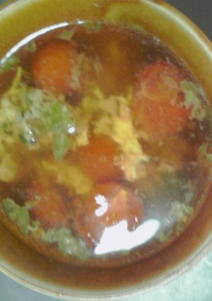 餃子の餡とトマト卵とじスープ-レシピのメイン写真