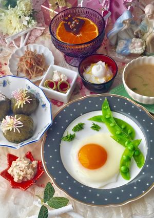 12月24日 蒸し目玉焼き朝食-レシピのメイン写真