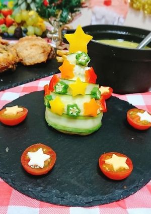 簡単☆くるくるきゅうりのツリーサラダ-レシピのメイン写真