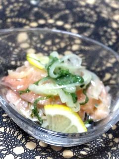 サーモンと玉葱の大葉レモンマリネ-レシピのメイン写真