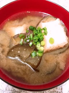 ♡茄子と厚揚げのお味噌汁♡-レシピのメイン写真