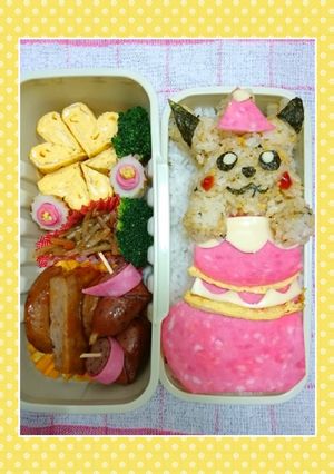 簡単キャラ弁☆ピカチュウサンタ♪-レシピのメイン写真