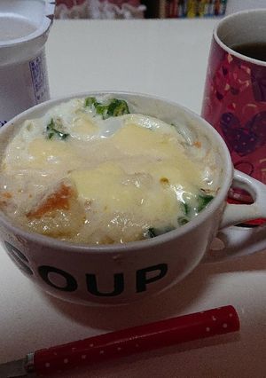 【朝ごはん】余ったスープでパングラタン-レシピのメイン写真