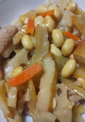 うま味調味料いらず！根菜と大豆の炒め煮-レシピのメイン写真