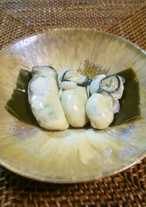 牡蠣の酒蒸し 昆布締めで-レシピのメイン写真