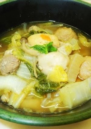 【健康対策課】鶏、野菜ちゃんこ鍋-レシピのメイン写真