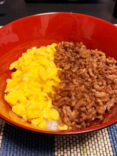 甘辛おいしい!たまごとひき肉二色そぼろ丼-レシピのメイン写真