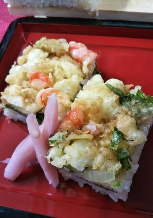 簡単&美味しい【海老天丼 押し寿司】-レシピのメイン写真