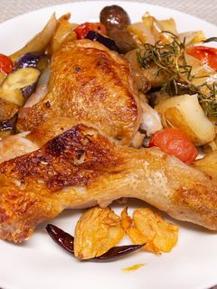 骨付き鶏もも肉と野菜のハーブ焼き-レシピのメイン写真
